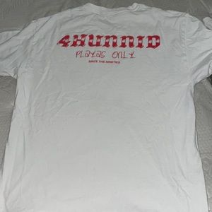 Large 4Hunnid playas only white/red tee❗️